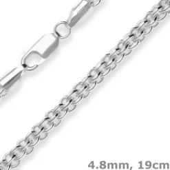 4,8mm Armband Fantasiekette Silberarmband Armschmuck aus 925 Silber 19cm