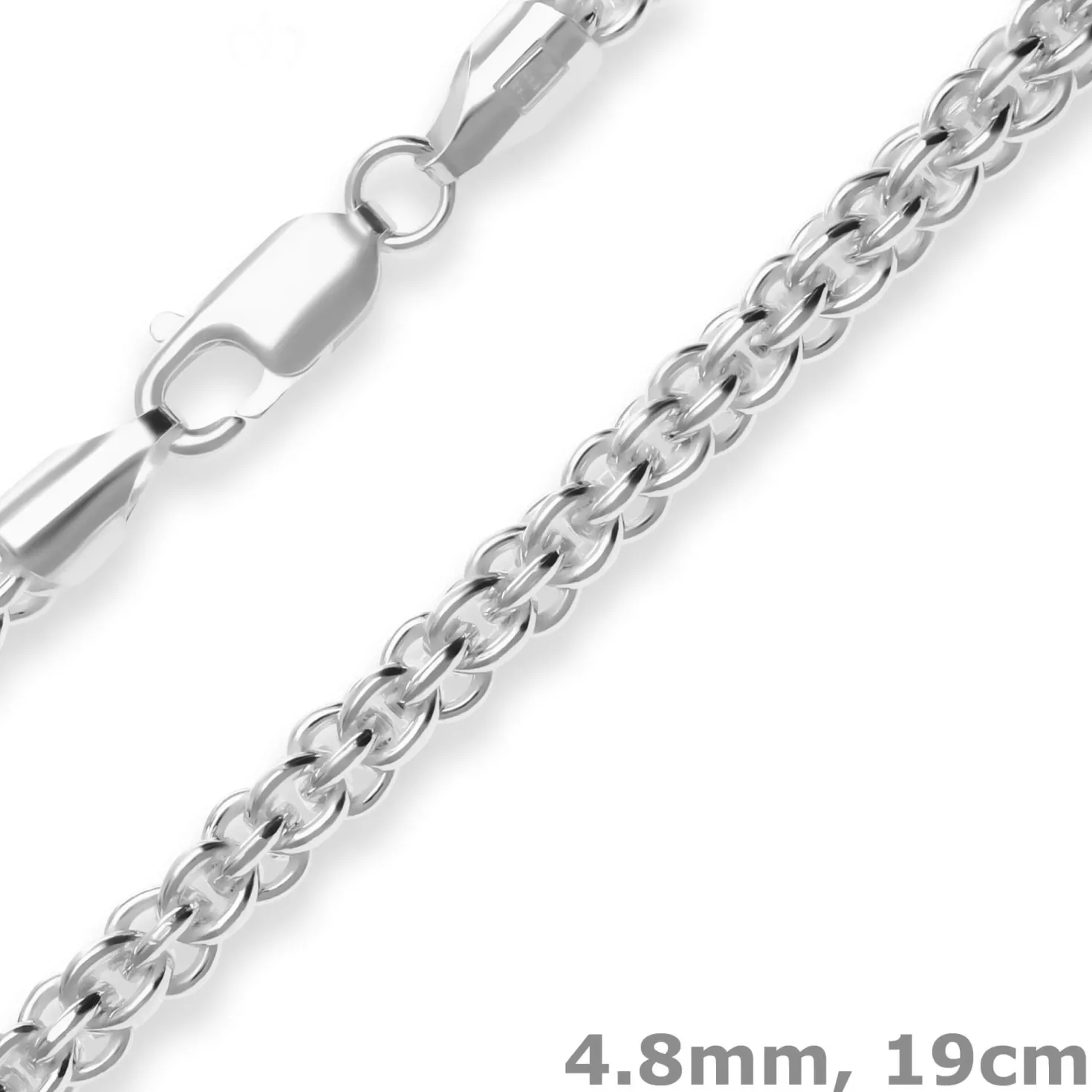 4,8mm Armband Fantasiekette Silberarmband Armschmuck aus 925 Silber 19cm