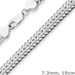 7,3mm Armband Fantasiekette Silberarmband Armschmuck aus 925 Silber 19cm