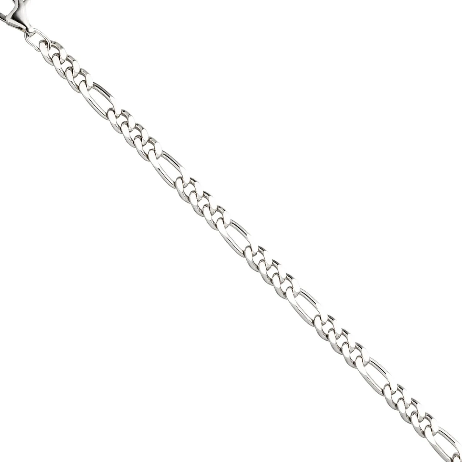 5,3mm Armband Figarokette aus 925 Silber rhodiniert diamantiert Armschmuck, 21cm