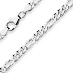 4,6mm Armband Figarokette diamantiert Armschmuck aus 925 Silber rhodiniert 21cm