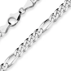 5,7mm Armband Figarokette diamantiert Armschmuck aus 925 Silber rhodiniert 19cm