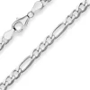 4,9mm Armband Figarokette diamantiert Armschmuck aus 925 Silber rhodiniert 19cm