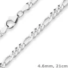 4,6mm Armband Figarokette diamantiert Armschmuck aus 925 Silber 21cm