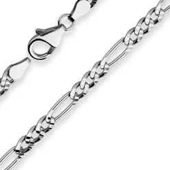 4,5mm Armband Figarokette diamantiert Armschmuck aus 925 Silber rhodiniert 19cm