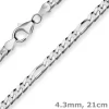 4,3mm Armband Figarokette diamantiert Armschmuck aus 925 Silber rhodiniert 21cm