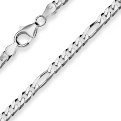 4,3mm Armband Figarokette diamantiert Armschmuck aus 925 Silber rhodiniert 21cm