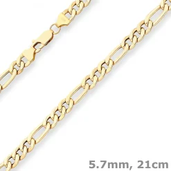 5,7mm Armband Figarokette Goldarmband Armschmuck aus 750 Gold Gelbgold 21cm
