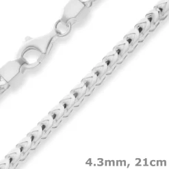 4,3mm Armband Fuchsschwanzkette Armschmuck aus 925 Silber matt 21cm