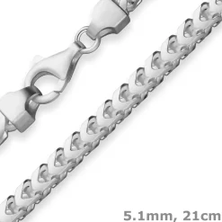 5,1mm Armband Fuchsschwanzkette Armschmuck aus 925 Silber matt 21cm