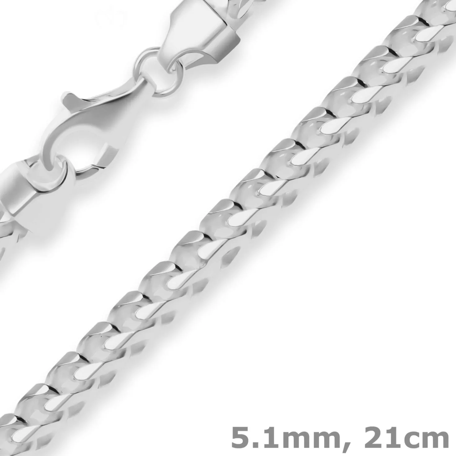 5,1mm Armband Fuchsschwanzkette Silberarmband Armschmuck aus 925 Silber 21cm
