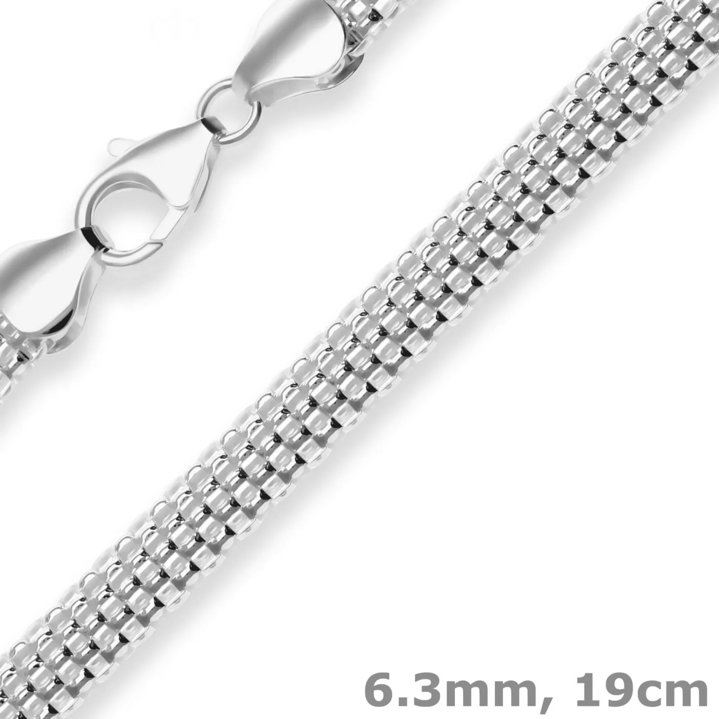 6,3mm Armband Geflechte-Kette Silberarmband Armschmuck aus 925 Silber 19cm