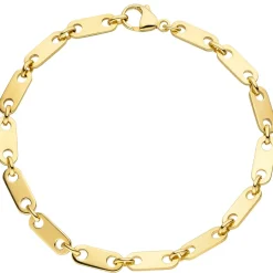 5mm Armband Goldarmband Plattenkette aus 585 Gold Gelbgold, 21cm Armschmuck