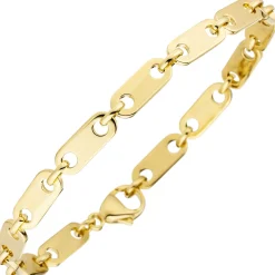 5mm Armband Goldarmband Plattenkette aus 585 Gold Gelbgold, 21cm Armschmuck