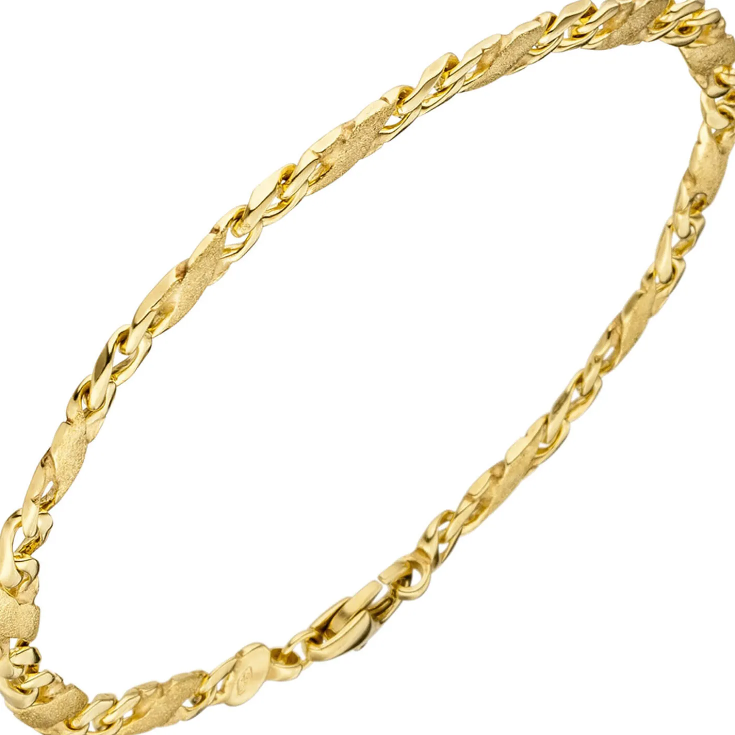 4,4mm Armband Goldarmband X-Panzerkette aus 585 Gold Gelbgold, teilmatt, 21cm
