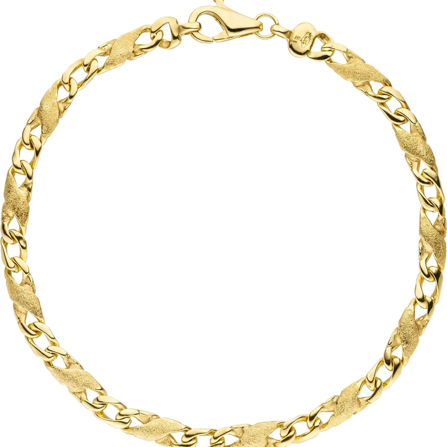 4,4mm Armband Goldarmband X-Panzerkette aus 585 Gold Gelbgold, teilmatt, 21cm