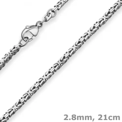 2,8mm Armband Königskette Armschmuck aus 925 Silber rhodiniert 21cm