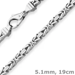 5,1mm Armband Königskette Armschmuck aus 925 Silber rhodiniert 19cm