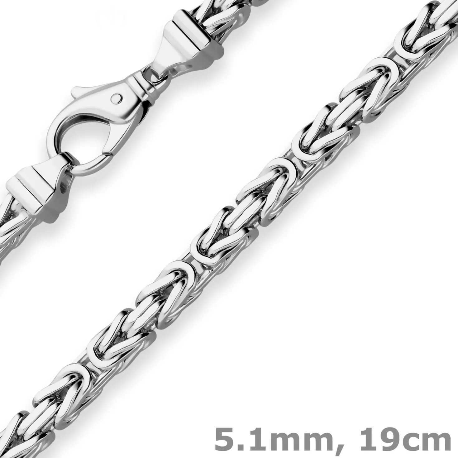 5,1mm Armband Königskette Armschmuck aus 925 Silber rhodiniert 19cm
