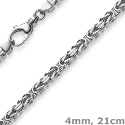 4mm Armband Königskette, 750 Weißgold, massiv, 21cm, Goldkette Herren