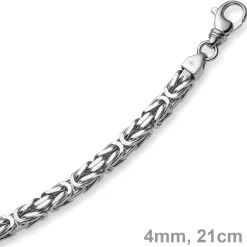 4mm Armband Königskette, 750 Weißgold, massiv, 21cm, Goldkette Herren