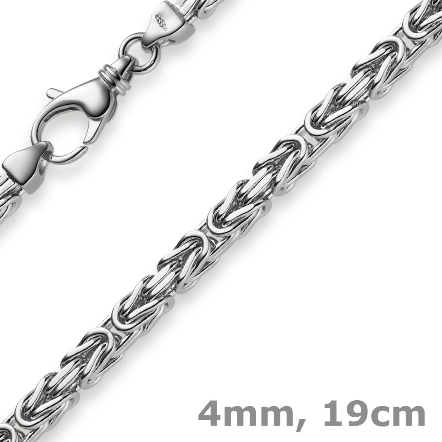 4mm Armband Königskette, 585 Weißgold, massiv, 19cm, Goldkette Unisex