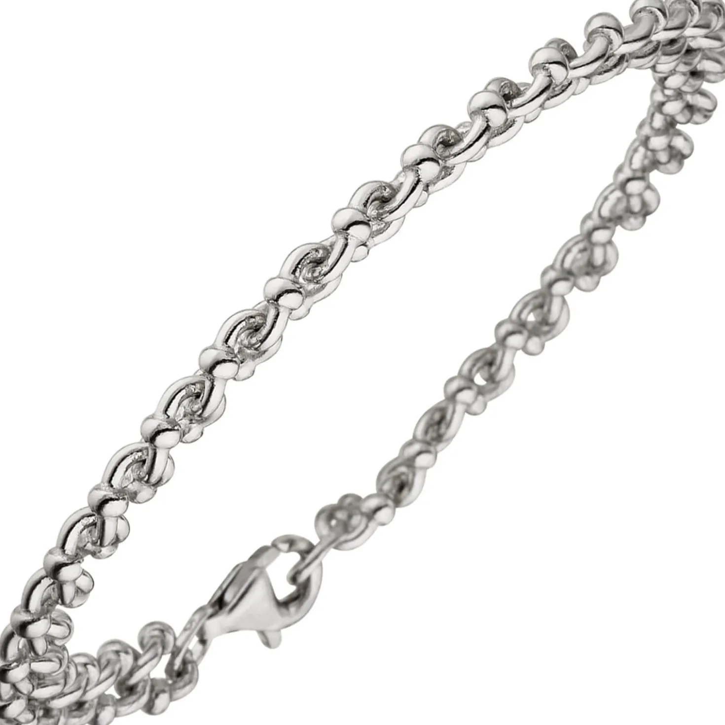7,3mm Armband Krebskette aus 925 Silber rhodiniert Armschmuck, 21cm