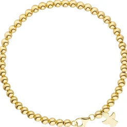 4mm Armband Kugelarmband mit Anhänger Engel 585 Gold Gelbgold, teilmatt, 19cm