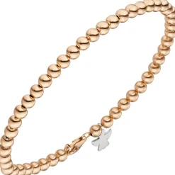 4mm Armband Kugelkette, Anhänger Engel 585 Gold Rotgold Weißgold, teilmatt, 19cm