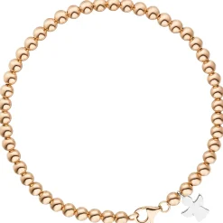 4mm Armband Kugelkette, Anhänger Engel 585 Gold Rotgold Weißgold, teilmatt, 19cm