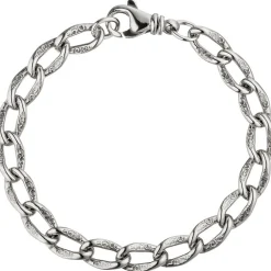 7,3mm Armband Lang-Panzerarmband Panzerkette mit Struktur, 925 Silber, 19cm