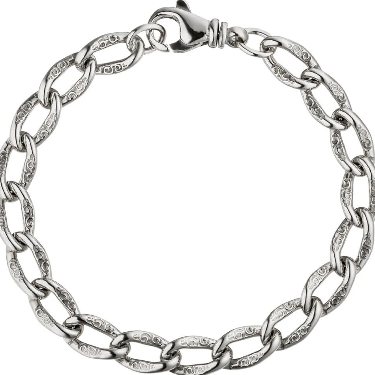 7,3mm Armband Lang-Panzerarmband Panzerkette mit Struktur, 925 Silber, 19cm