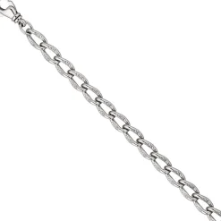 7,3mm Armband Lang-Panzerarmband Panzerkette mit Struktur, 925 Silber, 19cm