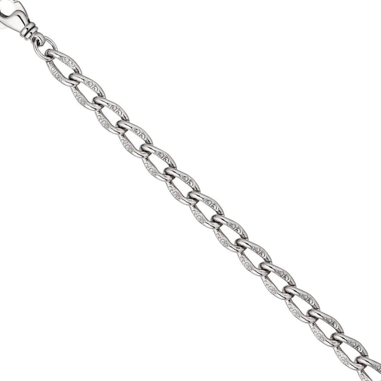 7,3mm Armband Lang-Panzerarmband Panzerkette mit Struktur, 925 Silber, 19cm
