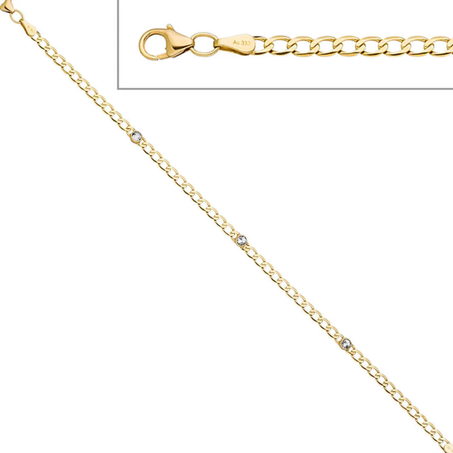 3,6mm Armband mit Blautopas hellblau blau 333 Gold Gelbgold Goldarmband 19cm