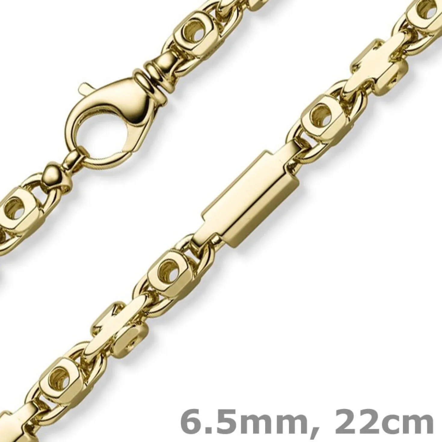 6,5mm Armband Monte Carlo Armkette aus 585 Gold Gelbgold massiv 22cm