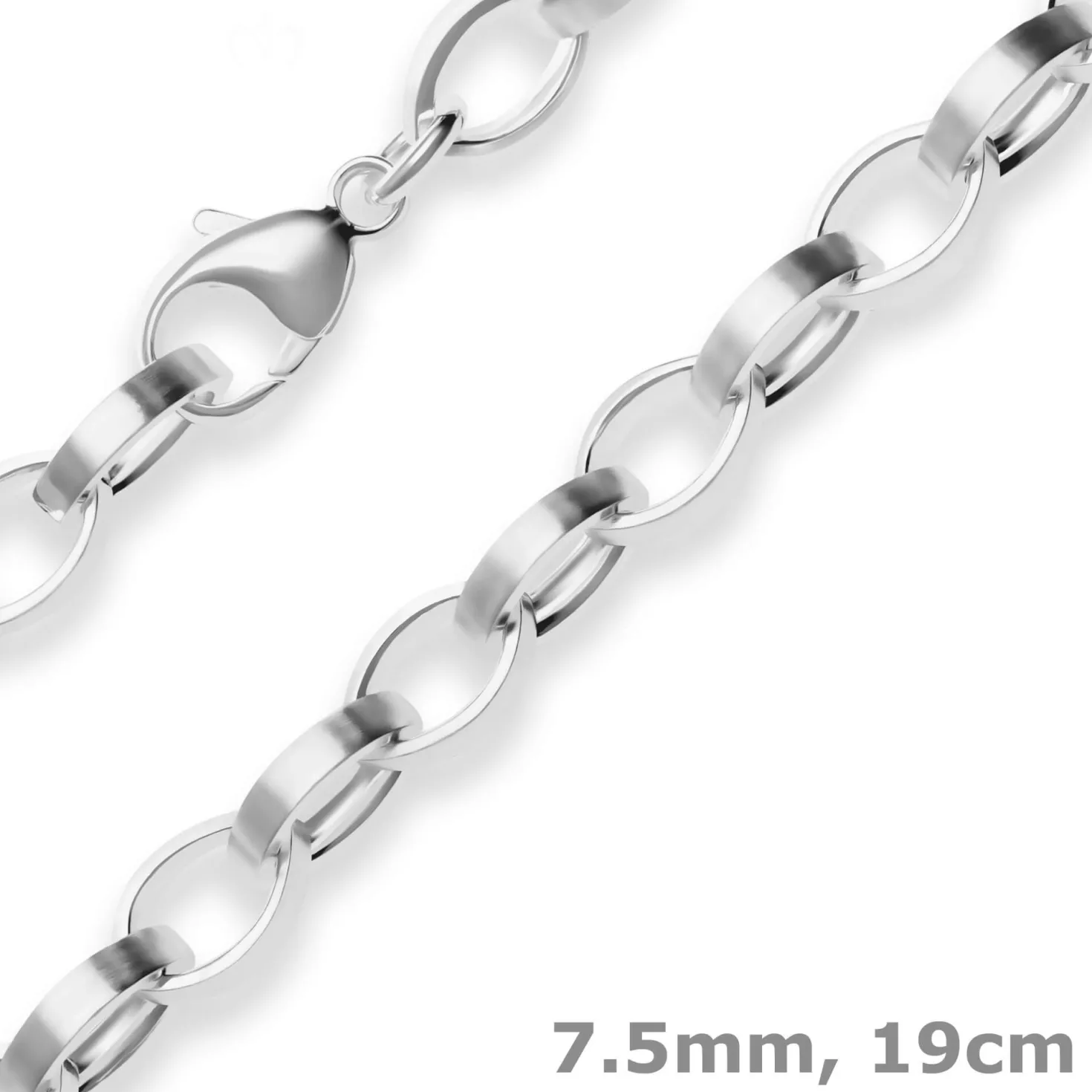 7,5mm Armband Nautica-Kette Silberarmband Armschmuck aus 925 Silber matt 19cm