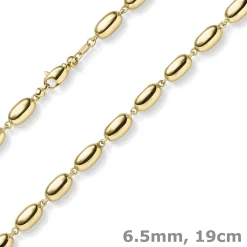 6,5mm Armband Oliven-Kette Armkette aus 585 Gold Gelbgold glänzend 19cm