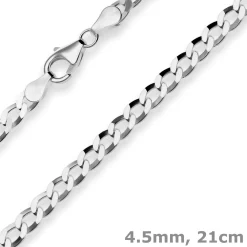 4,5mm Armband Panzerkette Armschmuck aus 925 Silber rhodiniert 21cm