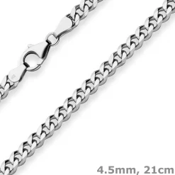 4,5mm Armband Panzerkette Armschmuck aus 925 Silber rhodiniert 21cm