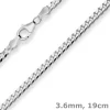 3,6mm Armband Panzerkette Armschmuck aus 925 Silber rhodiniert 19cm
