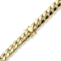 11mm Armband Panzerkette aus 585 Gold Gelbgold hohl mit Kastenschloss 21cm