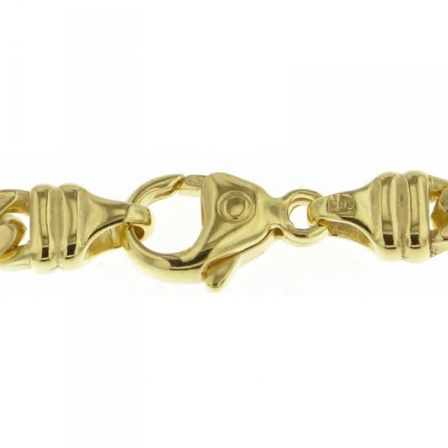 5mm Armband Panzerkette diamantiert, 750 Gold Gelbgold massiv, 19cm