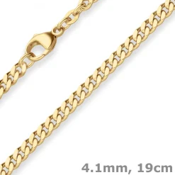4,1mm Armband Panzerkette Goldarmband Armschmuck aus 750 Gold Gelbgold 19cm