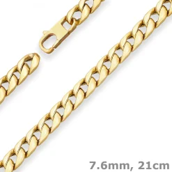 7,6mm Armband Panzerkette Goldarmband Armschmuck aus 375 Gold Gelbgold 21cm