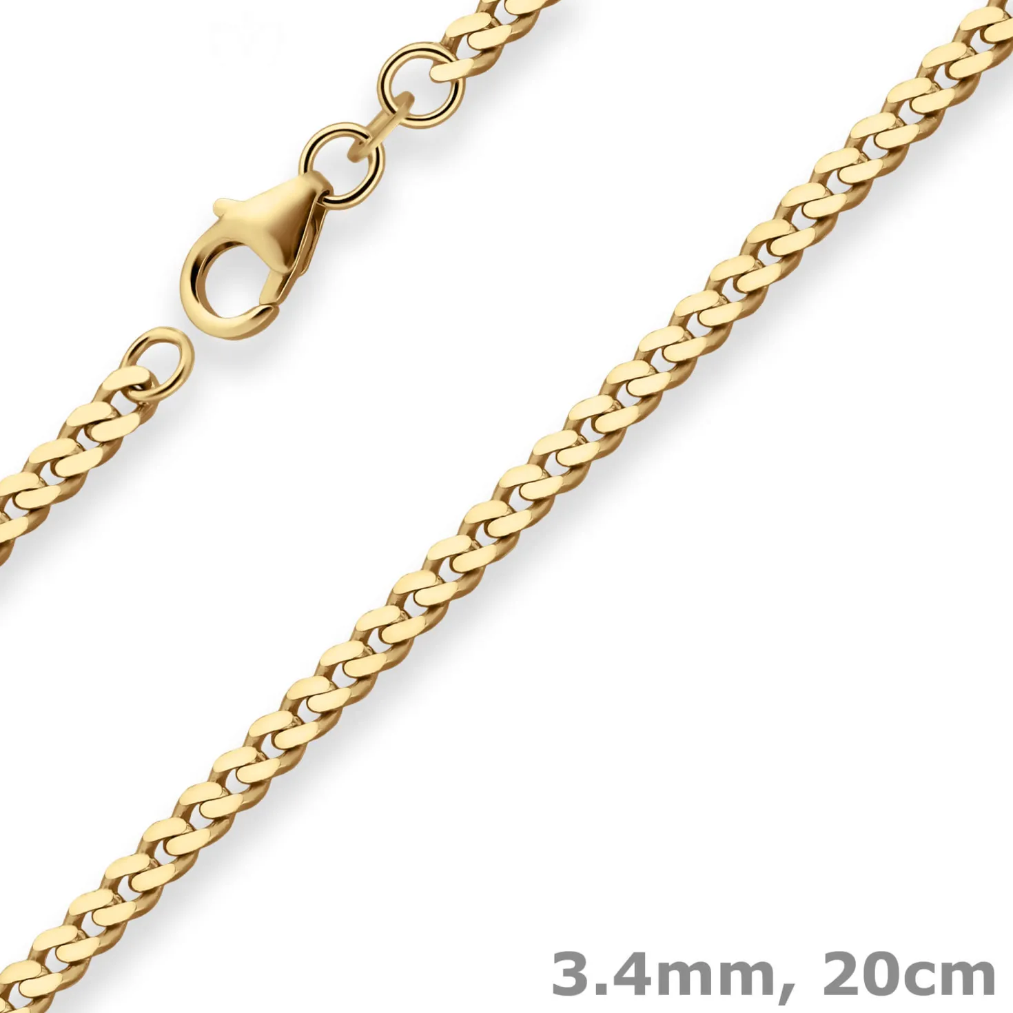 3,4mm Armband Panzerkette Goldarmband Armschmuck aus 585 Gold Gelbgold 20cm