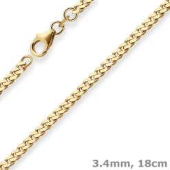 3,4mm Armband Panzerkette Goldarmband Armschmuck aus 585 Gold Gelbgold 18cm