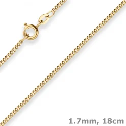 1,7mm Armband Panzerkette Goldarmband Armschmuck aus 585 Gold Gelbgold 18cm
