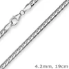 4,2mm Armband Panzerkette oval Armschmuck aus 925 Silber rhodiniert 19cm