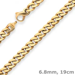 6,8mm Armband Panzerkette oval diamantiert Armschmuck aus 585 Gold Gelbgold 19cm